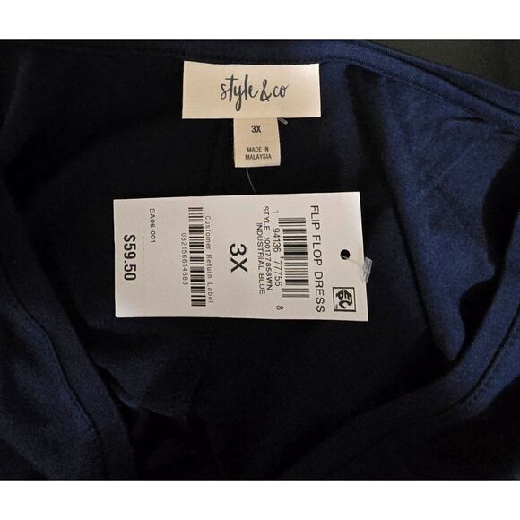 Style & Co Womens Sleeveless Navy Blue Flip Flop Dress 3X - Picture 4 of 4